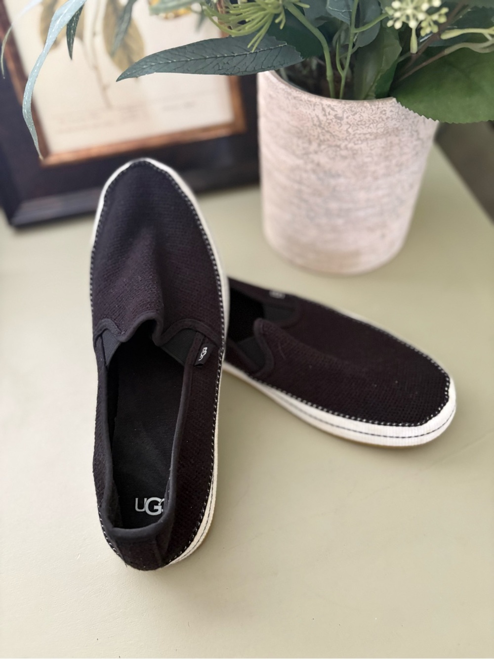 UGG Women's Navy Knit Slip-On Sneakers with Rubber Sole